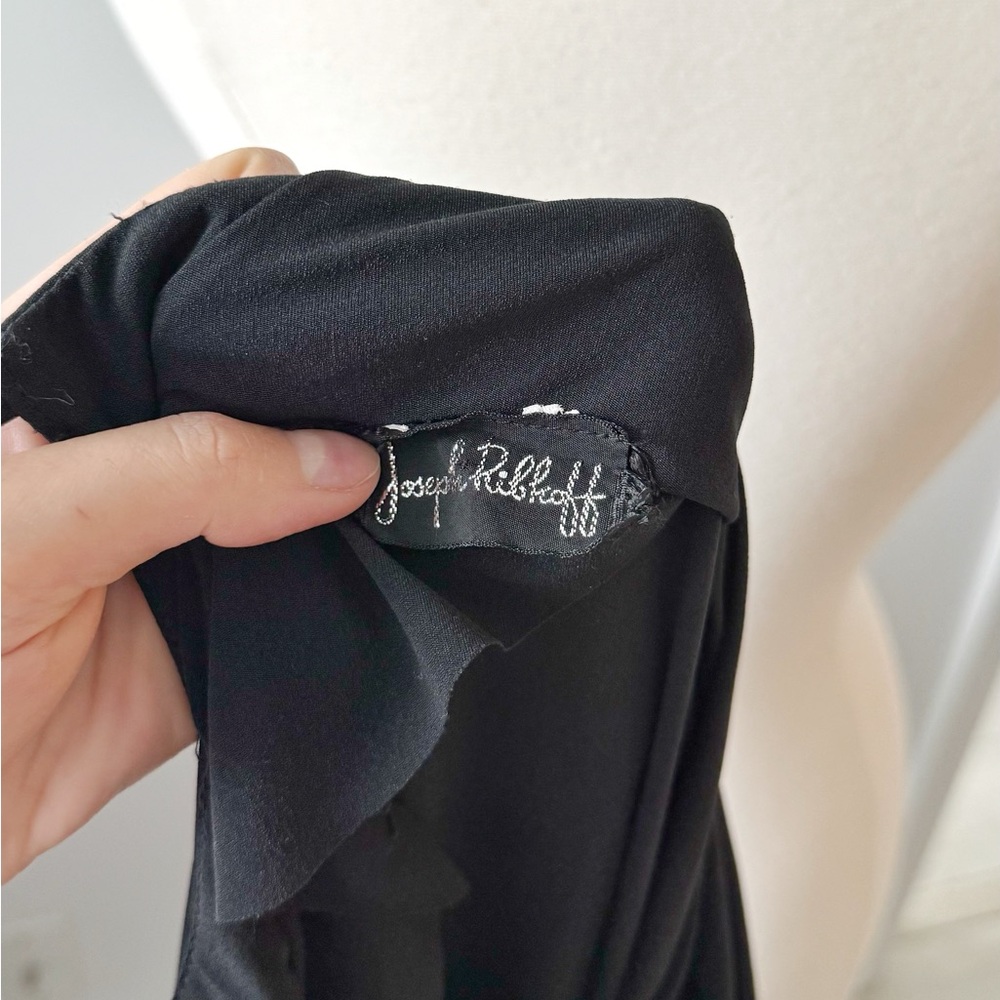 Vintage Joseph Ribkoff Black Draped Midi Dress – Rare Find, Fits S–M - Picture 9 of 10